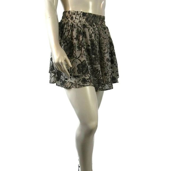 CONVERSE One Star Flowy Layer Floral Skirt 8 Mini Micro Stretch Wide Waist Band - Picture 6 of 6